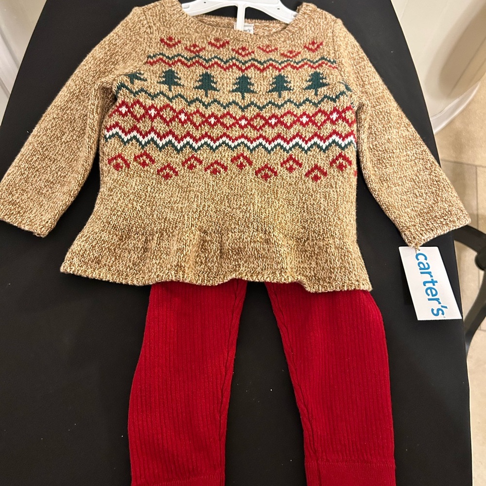 NWT Carter's 2 Piece Sweater & Leggings Set Size 12 Months